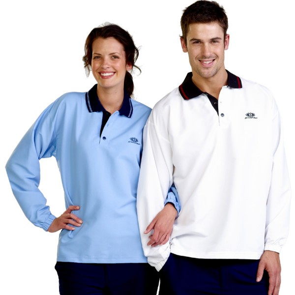 S747 Adults Unisex Woven Polo Long Sleeve